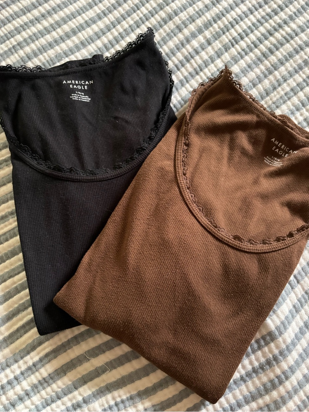 Bundle of 2 American Eagle Long Sleeve Lace Trim Tops